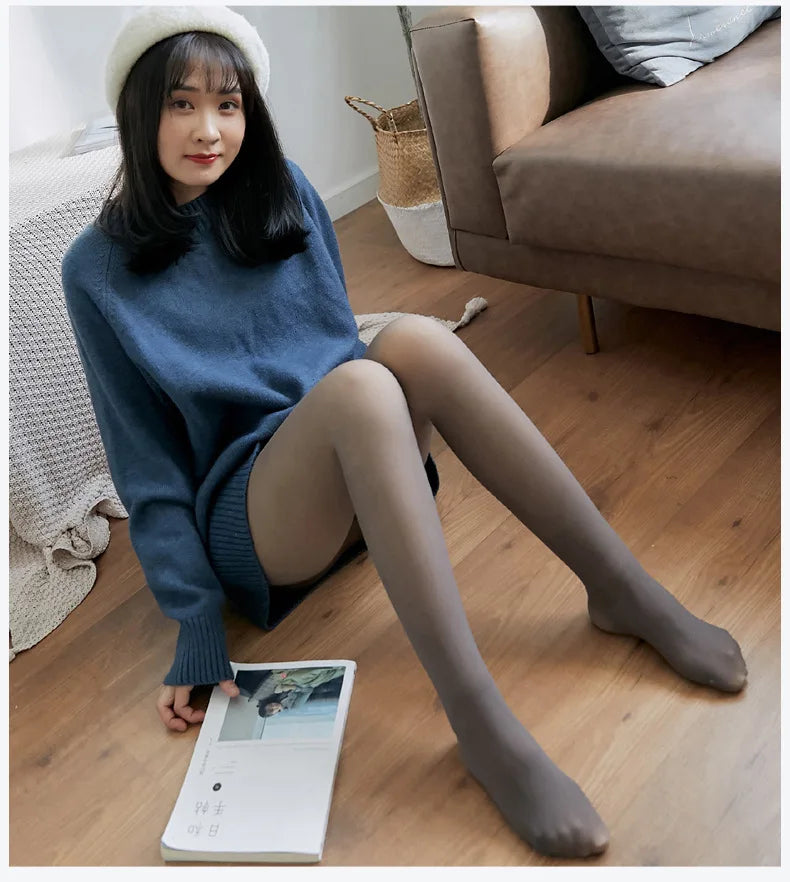 Collants Thermiques Femme Doublés Polaire Collants Hiver Chauds Sexys Collants Opaques Translucides Amincissants Épais Collants Élastiques en Velours Fins
