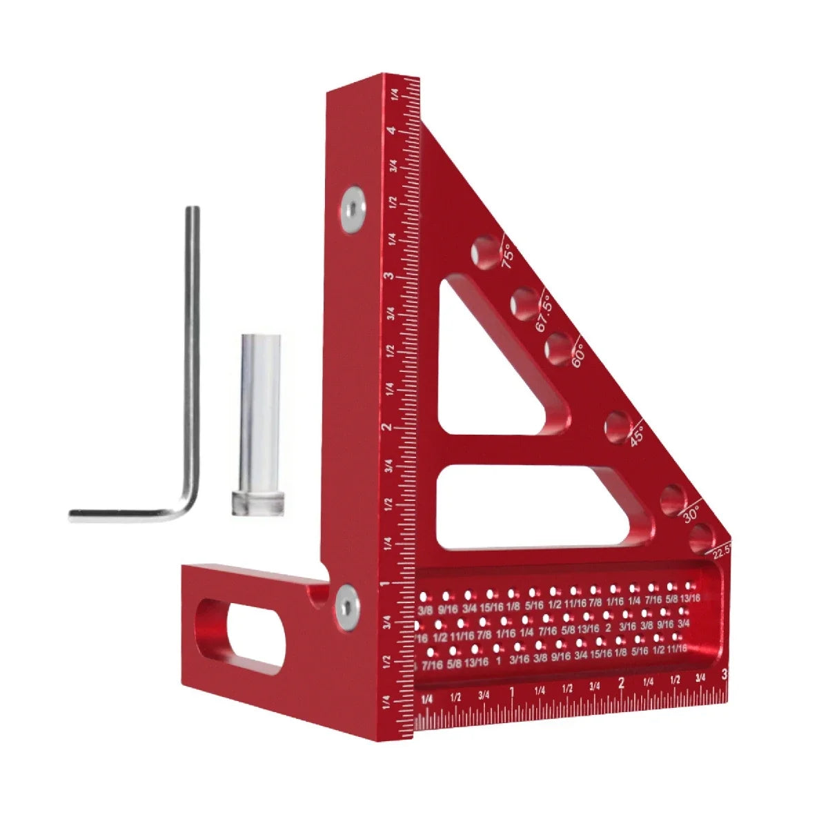 3D Multi-Angle Metric/Inch Measuring Ruler, 45/90 Degree Aluminum Alloy Square Protractor, High Precision Layout Measuring Tool - Shoppiline