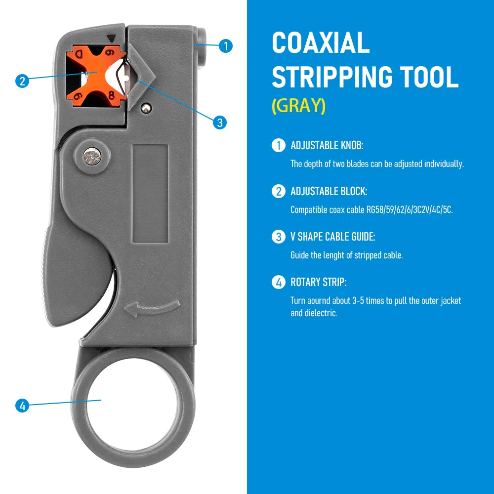 1PCS Ethernet Cable Stripper RJ45 Cat5 Cat6 Network Hand Tool Pliers Line UTP FTP Coax Coaxial Cutter Wire Stripping Tool
