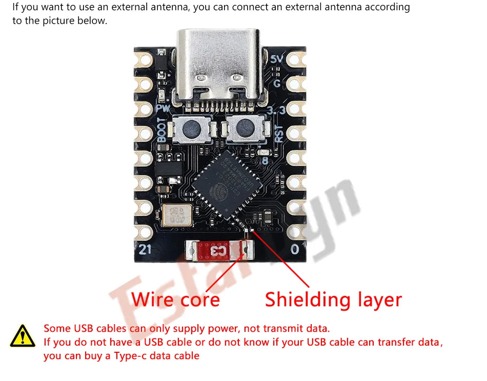 Carte de développement Estardyn ESP32-C3 MINI Carte de développement ESP32 SuperMini = Carte d'extension WiFi Bluetooth de carte de développement