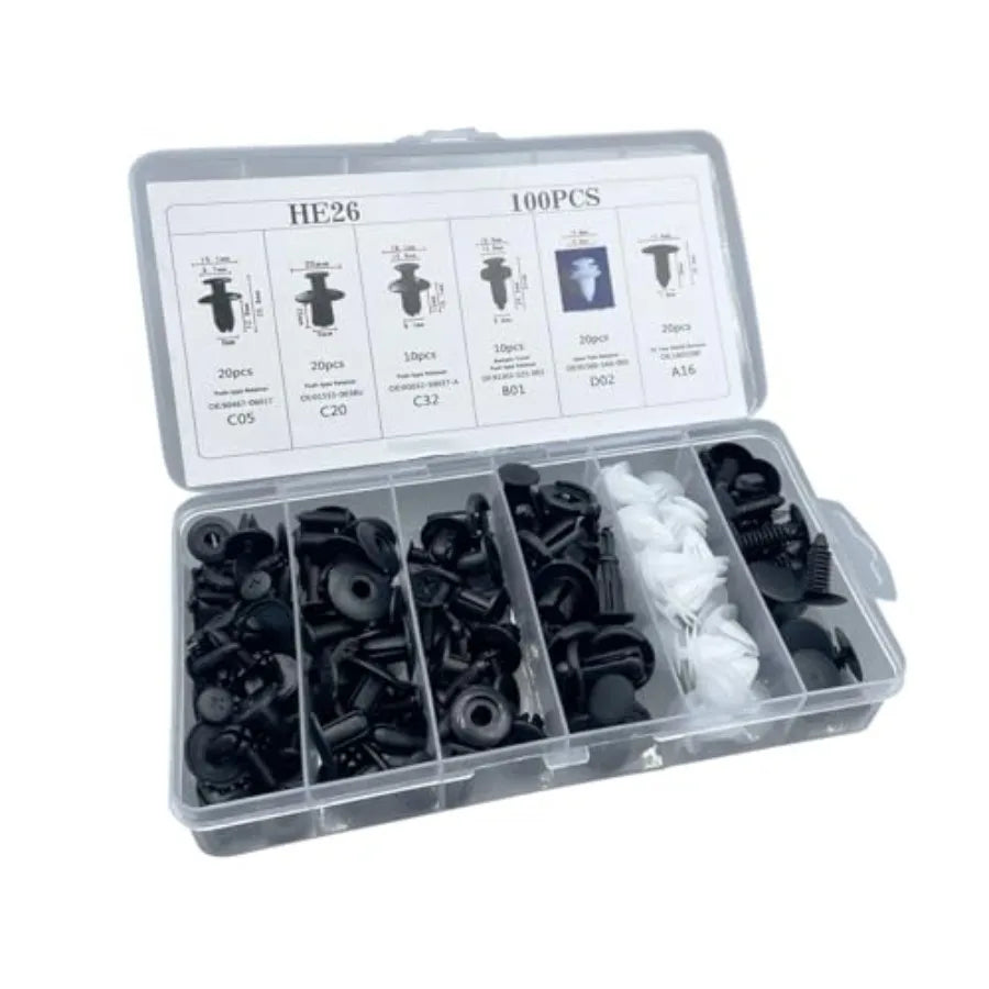 100PCS Plastic Car Body Trim Clips Universal Car Bumper Clips Rivets Fasteners Push Retainer Kit Auto Push Pin Rivets Set with