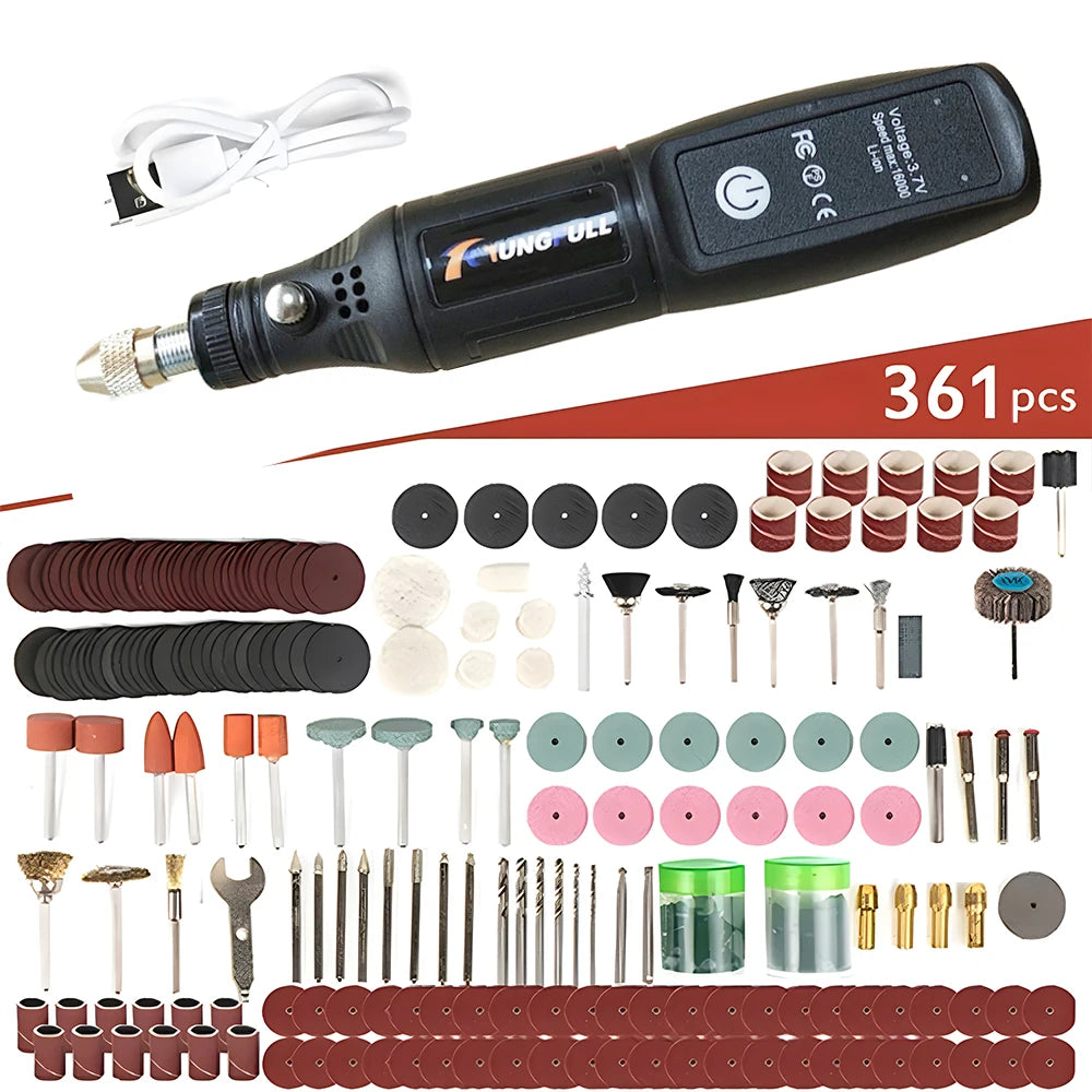 Mini Electric Drill USB Wireless Mini Handheld Drill Rotary Tool Woodworking Engraving Pen Dremel Tools for Jewelry Metal Glass - Shoppiline
