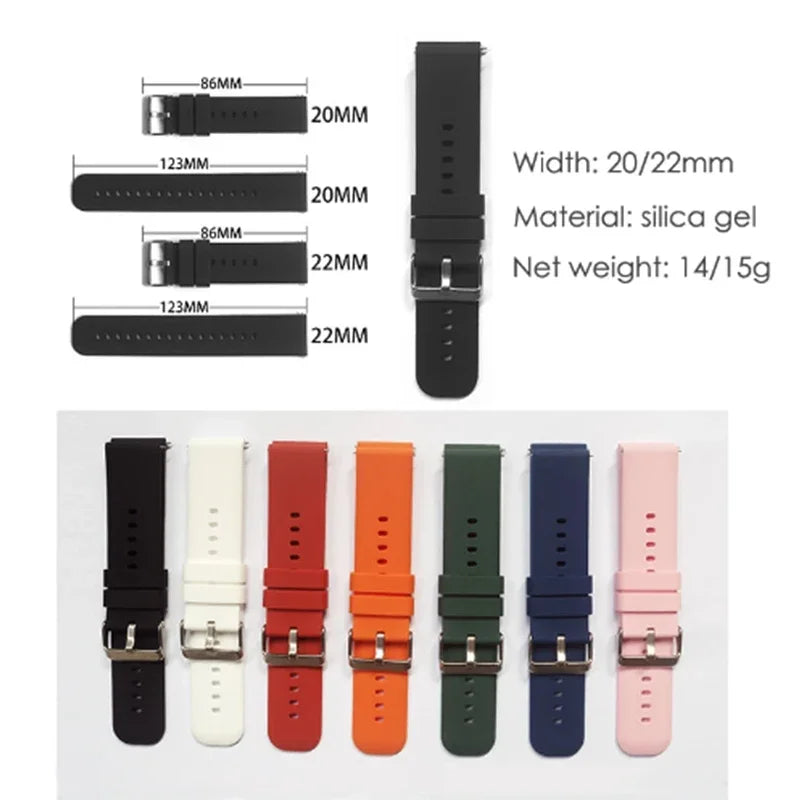 Hot Sell 20MM 22MM Silikon Uhrenarmband 20/22mm Universal Armbanduhrband für P22 Smartwatch & Andere Uhren Armband