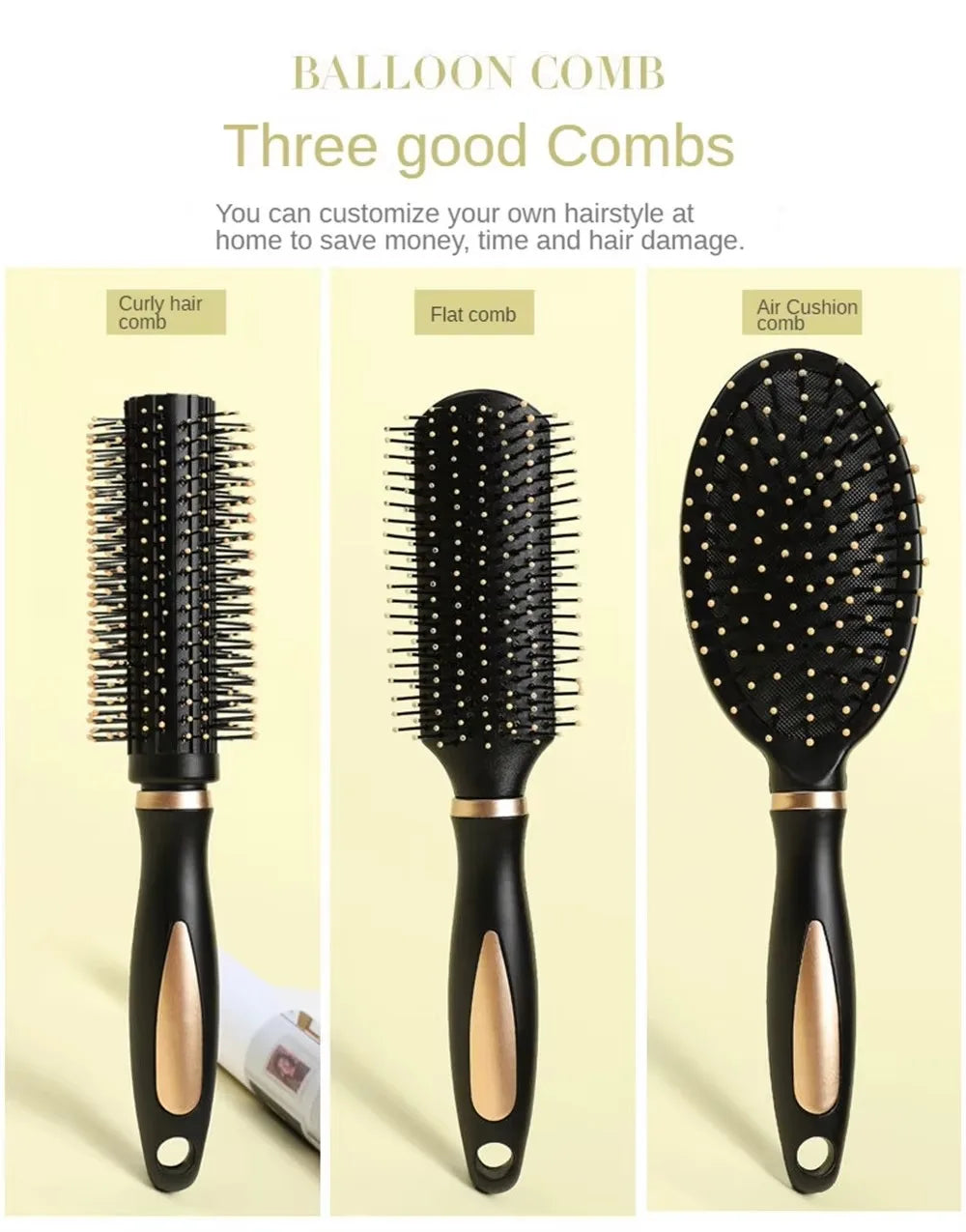 Air Cushion Hairbrush Scalp Massage Comb Soft Nylon Bristle Anti-static Detangler Brush For Wet Dry Straight Curly Hair Salon