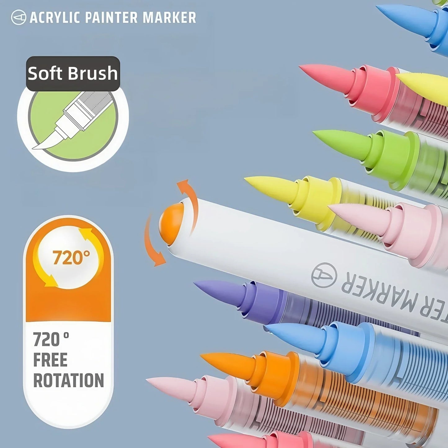 Acryl-Farbmarker, 9/36/63/81 Stück Acryl-Farbmarker-Set mit weicher Pinselspitze, für Felsmalerei, Keramik, Holz, Leinwand, Glas