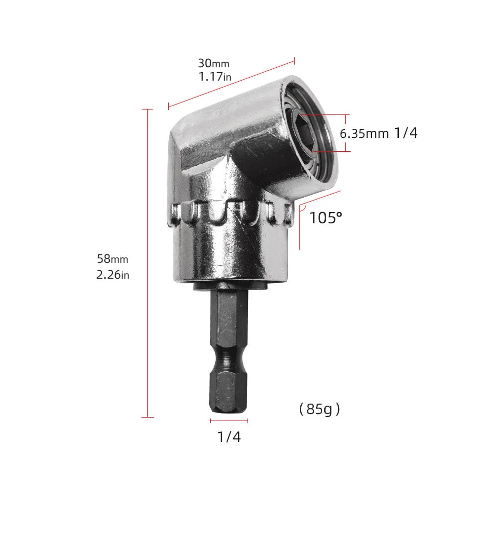 105° Angle Screwdriver Joint  Electric Drill Corner Attachment Extension Socket Tool for Screwdriver Heads