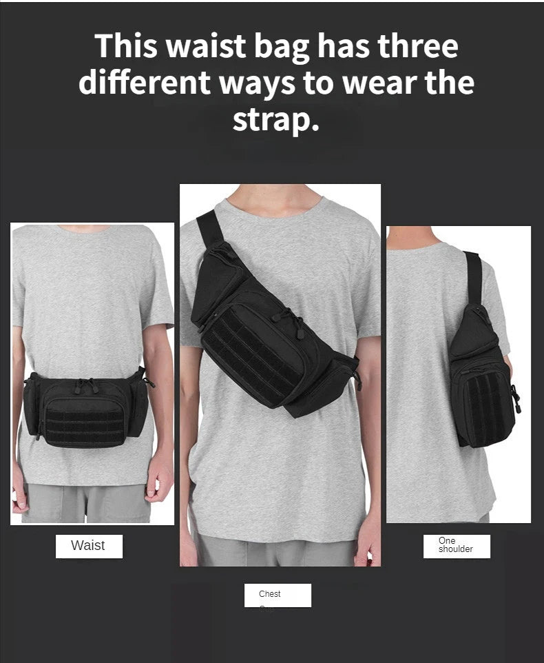 Men Waist Bag Belt Bumbag Waterproof Nylon Molle EDC Fanny Phone Pouch for Hunting Climbing Camping