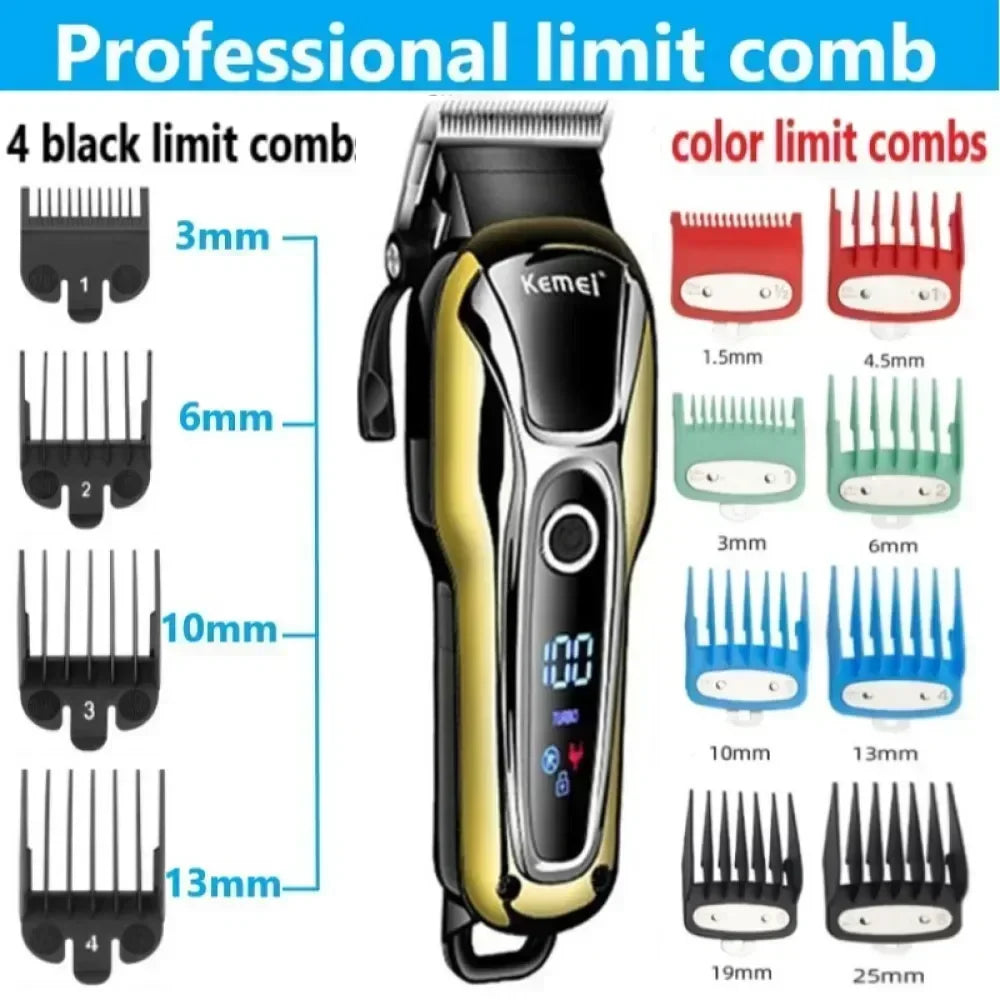 Kemei KM-1990 Hair Clipper Professional Hair Clipper Men's Hair Clipper Electric Trimmer LCD Display Hair Clipper Almighty Set