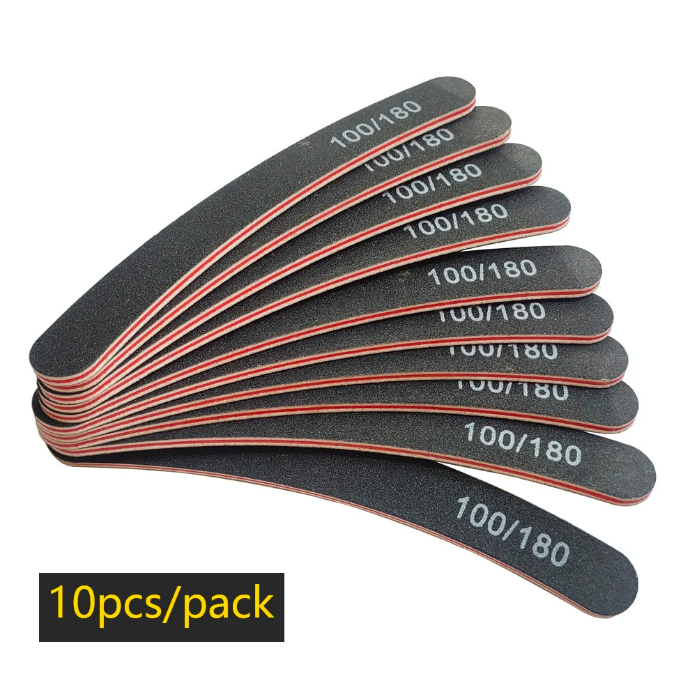 Nagelfeile Buffer 100/180 Körnung Halbmond Nagelfeilen Doppelseitiges Schmirgelpapier Nagel schleifen Gel Nagellack Maniküre-Werkzeug