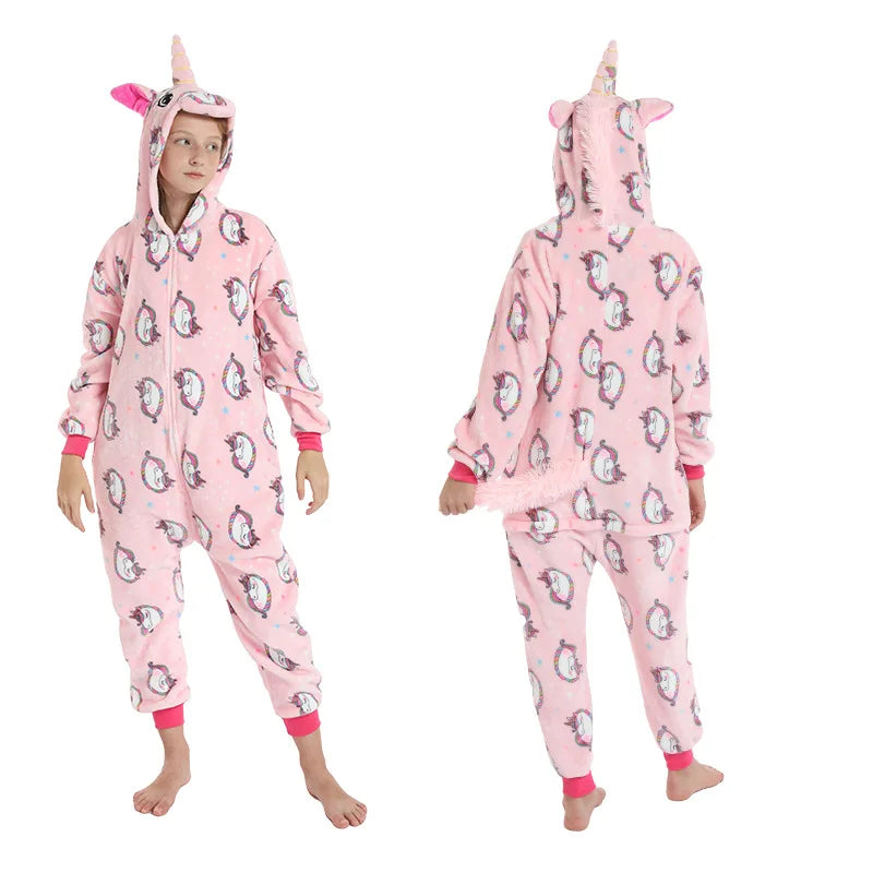 boys girls stitch kigurumi pajamas children winter flannel onesies kids panda tigger dinosaur pijama baby blanket sleepers
