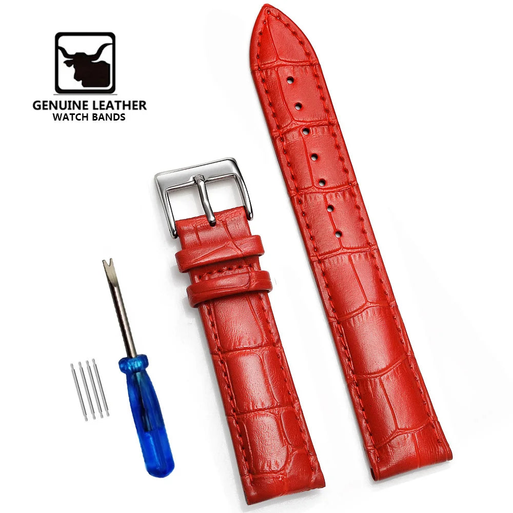 Premium Genuine Leather Watchbands 12/14/16/18/19/20/21/22/24 mm Watch Band Strap High Quality Wrist Belt Bracelet + Tool