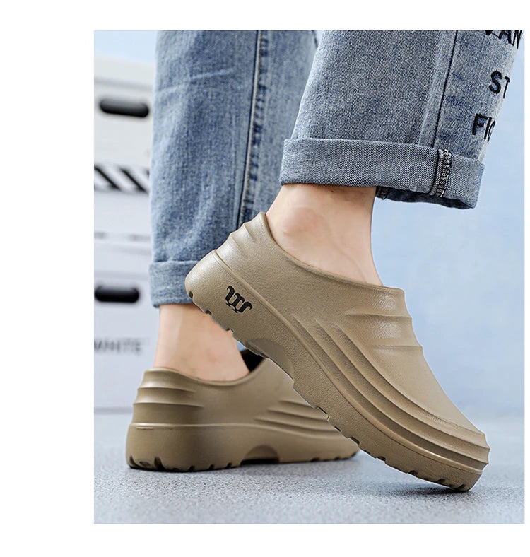 New Men's Anti-slip Chef Shoes Sandals For Men Working Shoes Waterproof Fashion Garden Shoes Clogs For Beach Slippers Size 36-48