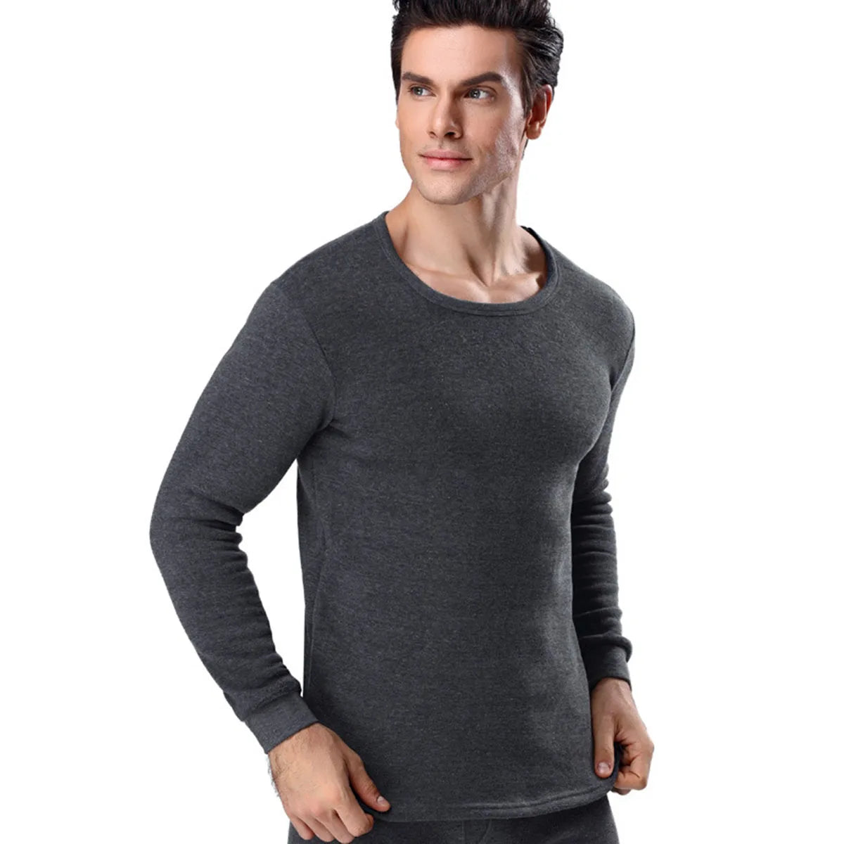 1Pcs Men Thickening Velvet Warm Tops Men's Winter Long-sleeved Thermal Underwer Male Round Neck Fashion T-shirt M-5XL