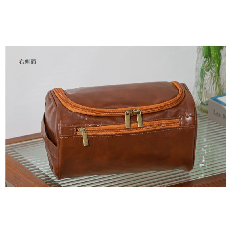 Leather Toiletry Bag for Men Women Dopp Kit Mens Hanging Toiletry Bag Travel Toiletry Bag for Traveling Large Cosmetic Bag for T