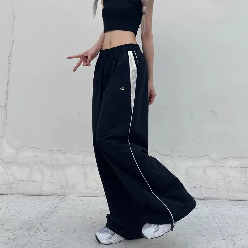 Damen lässige Jogginghosen Mode Streetwear Übergroße Sport-Weite Beinhosen Hip Hop Y2k Sweatpants High Waist Baggy Hosen