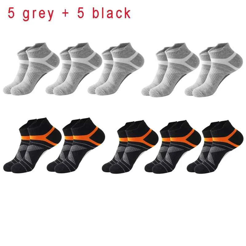 5 Pairs High Quality Socks Men Summer Outdoor Casual Cotton Socks Short Breathable Black Ankle Socks Run Sports Socks Size 38-45