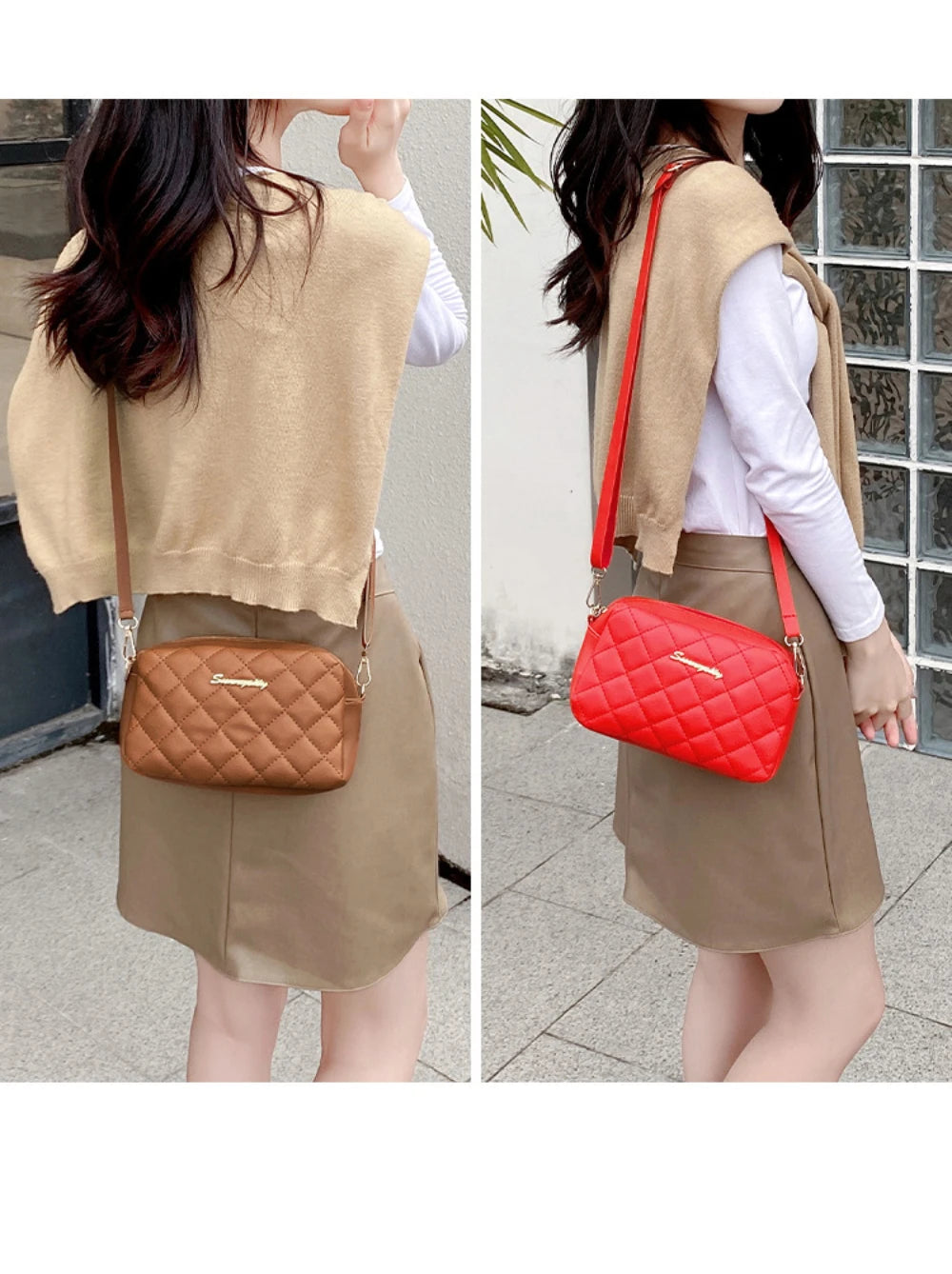 2024 Quaste Kleine Umhängetasche für Damen Trend Lingge Stickerei Kamera Damen Umhängetasche Mode Kette Damen Crossbody Taschen