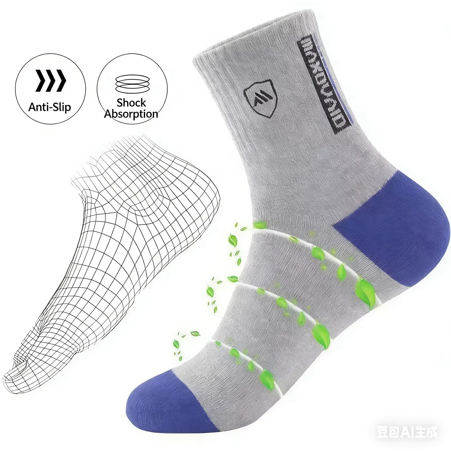 2026 New 5/10 Pairs Men's Sports Crew Socks Breathable Moisture Wicking Anti-Odor Basketball Running Socks