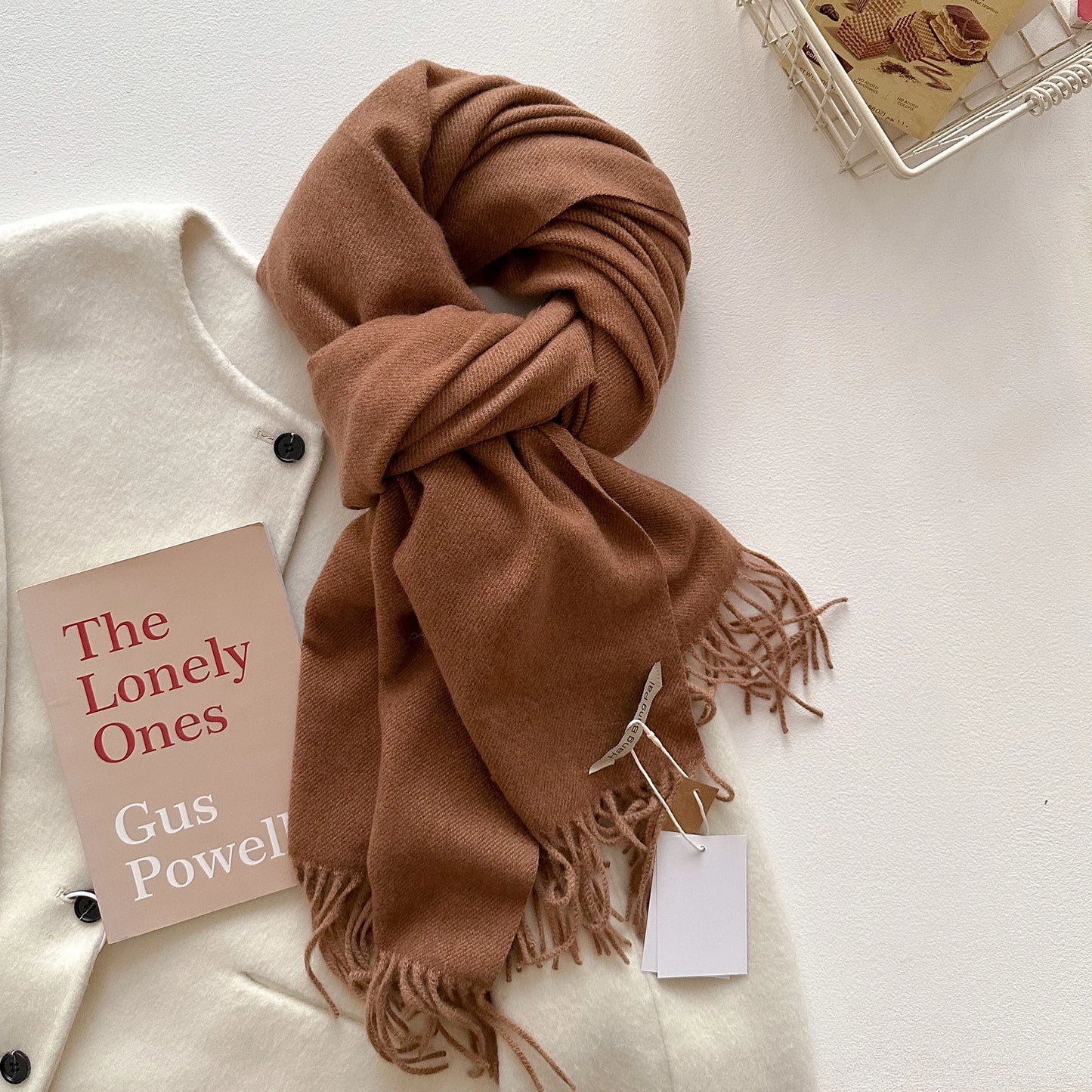 2025 New Winter Wool Scarf For Women Long Warm Cashmere Scarves Hijab Solid Lady Shawl Wrap Female Pashmina Bandana Head Scarfs