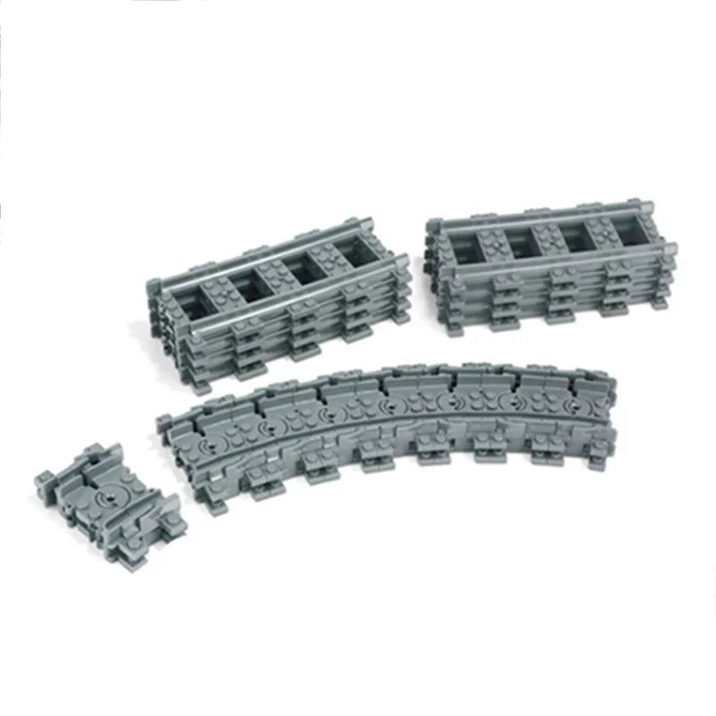 Straight Train Tracks Curved Accessories Car Blocks Building Sets DIY 10-100 Pcs Kids Toys MOC Bricks City Switch Rail Crossing