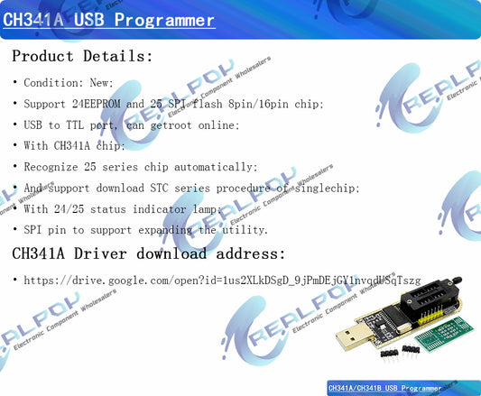 CH341A Programmer adapter+SOIC8 adapter+ SOP8 clip with cable+1.8V adapter CH341A EEPROM Flash BIOS USB programmer ZIF adapter