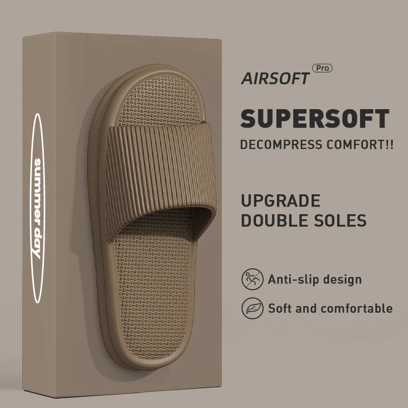 Summer Lovely Solid Color Home Slippers For Women Men Non-slip EVA Bathroom Slides Females Concise Light Sandals Couples Shoes