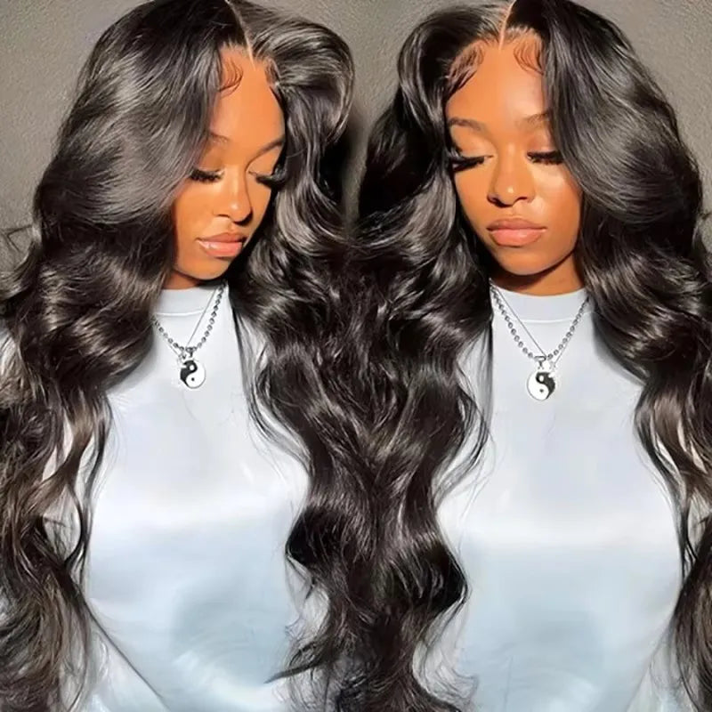Pre Plucked Brazilian Human Hair Wigs 13x4 HD Transparent Lace Front Wig 180% Density Natural Black Lace Frontal Wig for Women