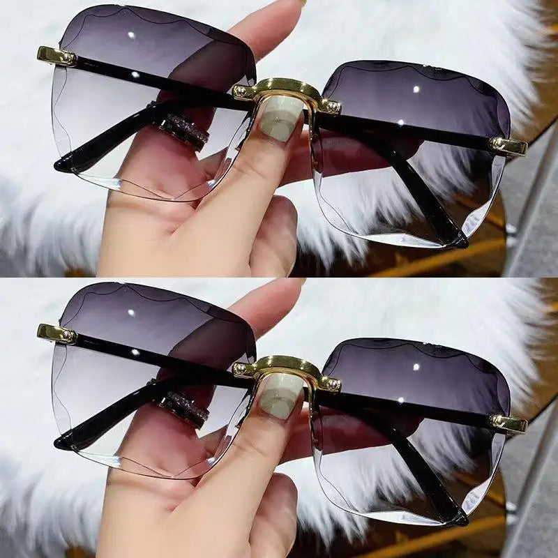 Frameless Sunglasses Y2K Gradient Fashion Korean Hip Pop Anti Ultraviolet Elegant Luxury Outdoor Travel Eyewear Women Unisex