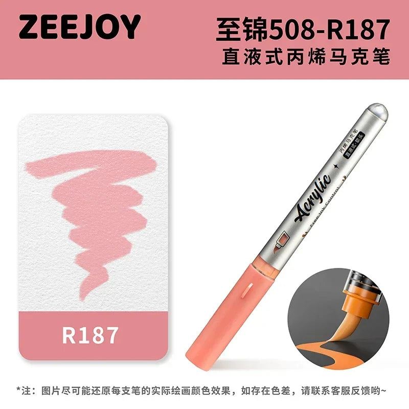 ZEEJOY 120/12/1 Colors Direct Liquid Acrylic Marker Pens Waterproof Pen Soft Brush Nib for Manga School Art Supplies Stationery