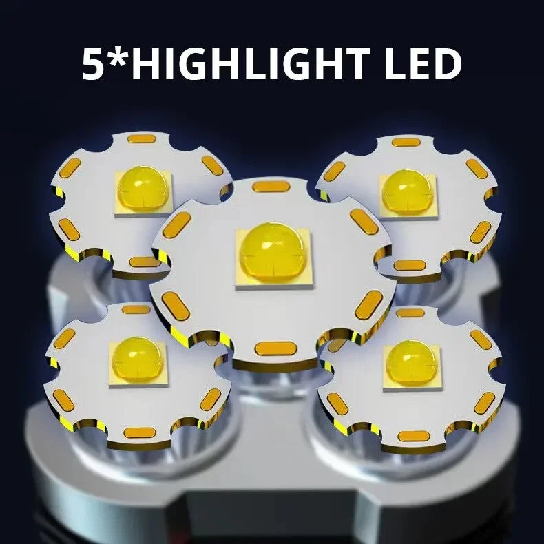High Power Rechargeable Led Flashlights 7LED Camping Torch With Cob Side Light Lightweight Outdoor Lighting ABS Material