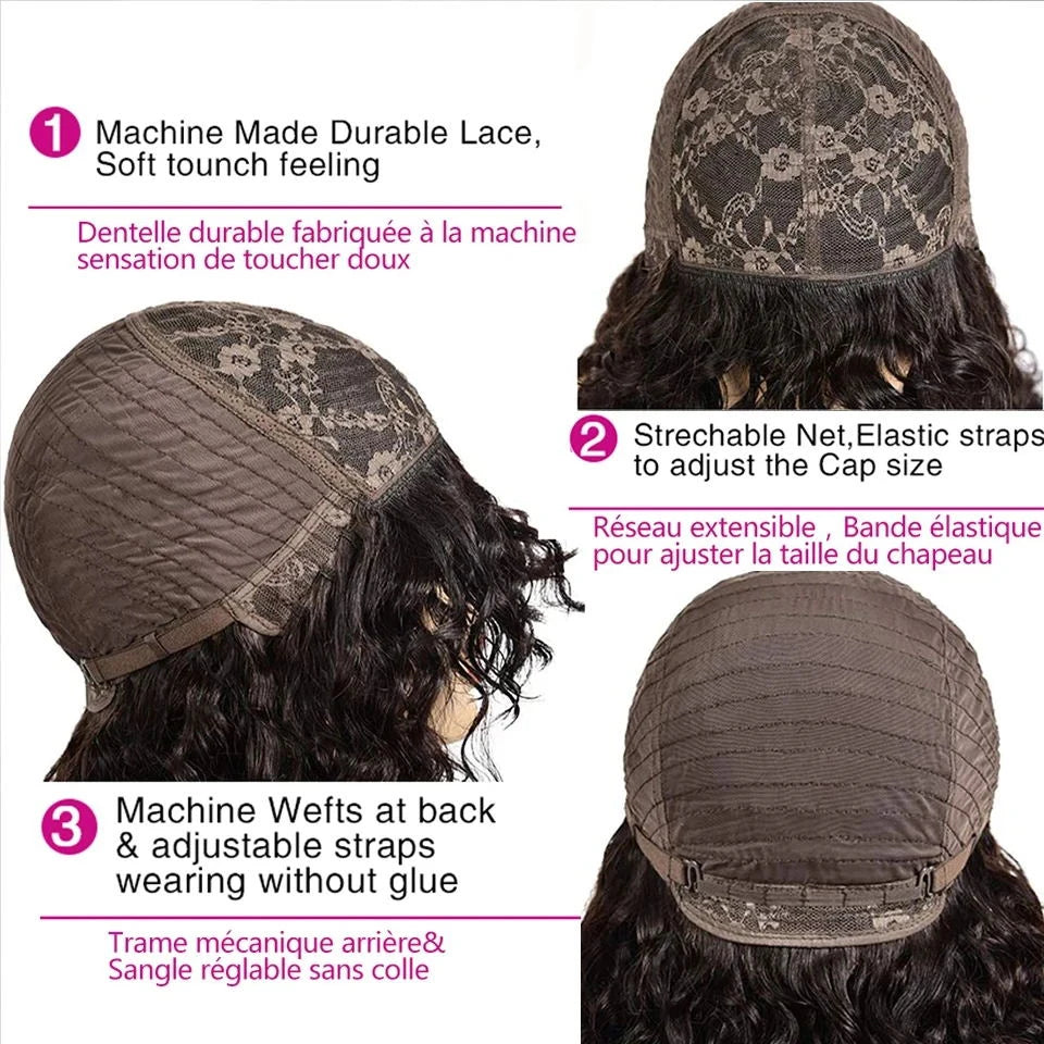 Perruques de cheveux humains Jerry Curly courtes coupe Pixie Bob avec frange pour femmes à porter, Péruvienne, mèches miel, perruques Water Wave