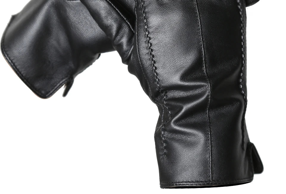 Women's sheepskin gloves winter warm plus velvet short thin touch screen driving color women's leather gloves good quality -2226