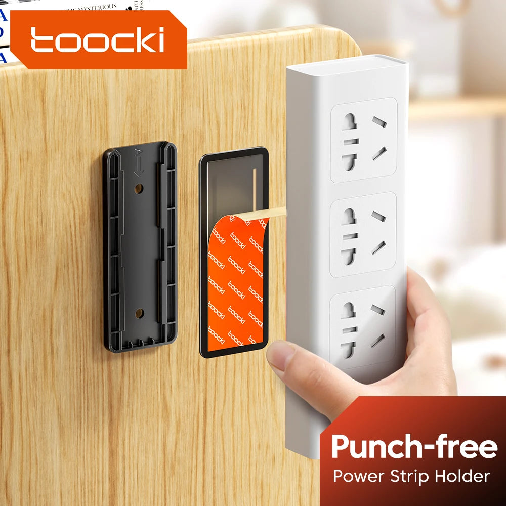 Toocki Power Strip Holder 1/2/3 Pcs Desk Charging Cable Organizer Wall-hanging Plug Fixer Self-Adhesive Storage Holders for Room