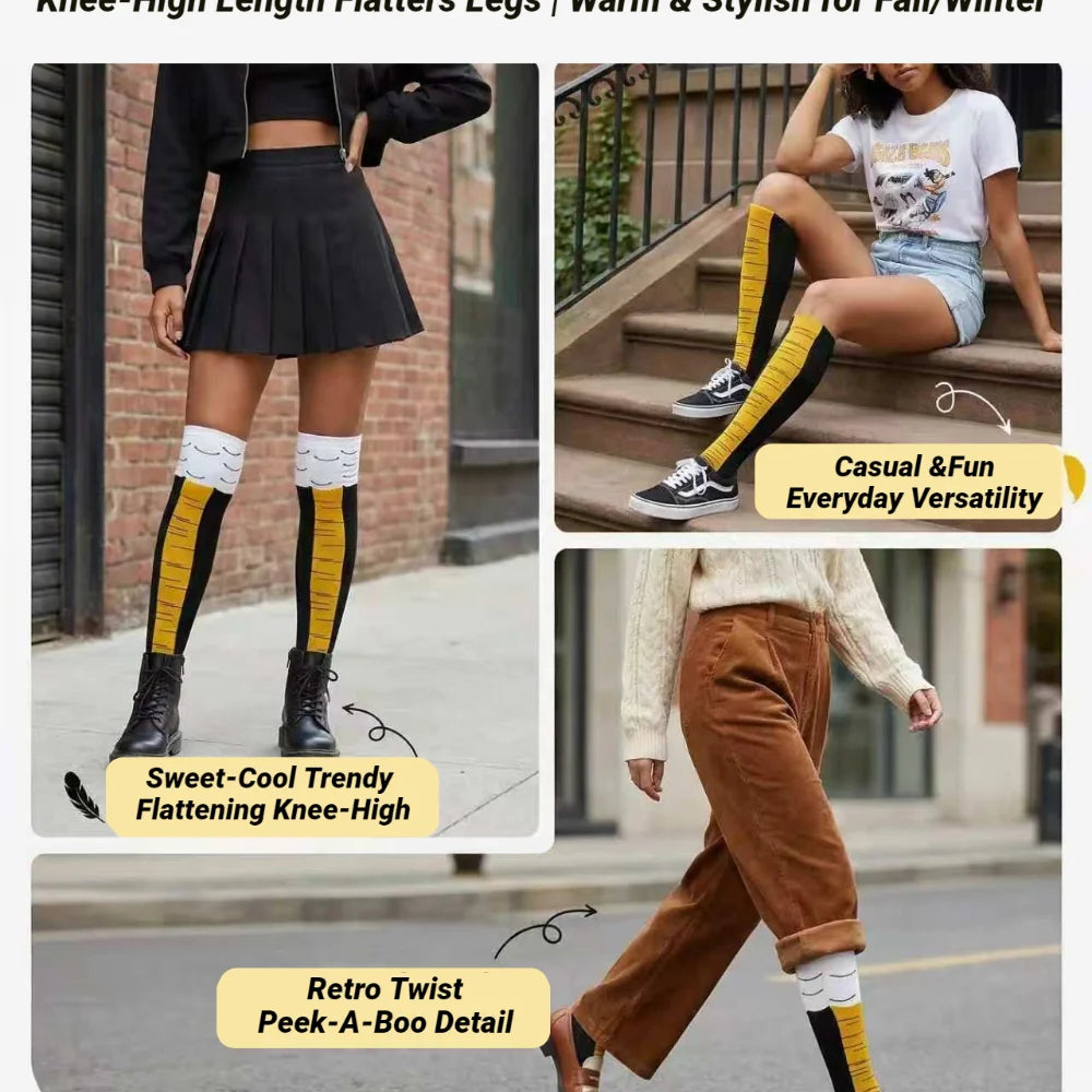 Men Funny 3D Chicken Socks Print Cartoon Cosplay High flexibility Thigh High Sock Fashion Thin Toe Feet
