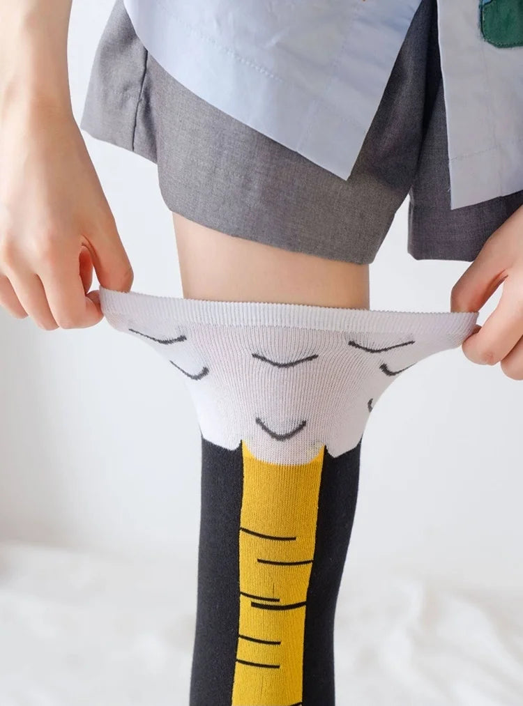 Men Funny 3D Chicken Socks Print Cartoon Cosplay High flexibility Thigh High Sock Fashion Thin Toe Feet