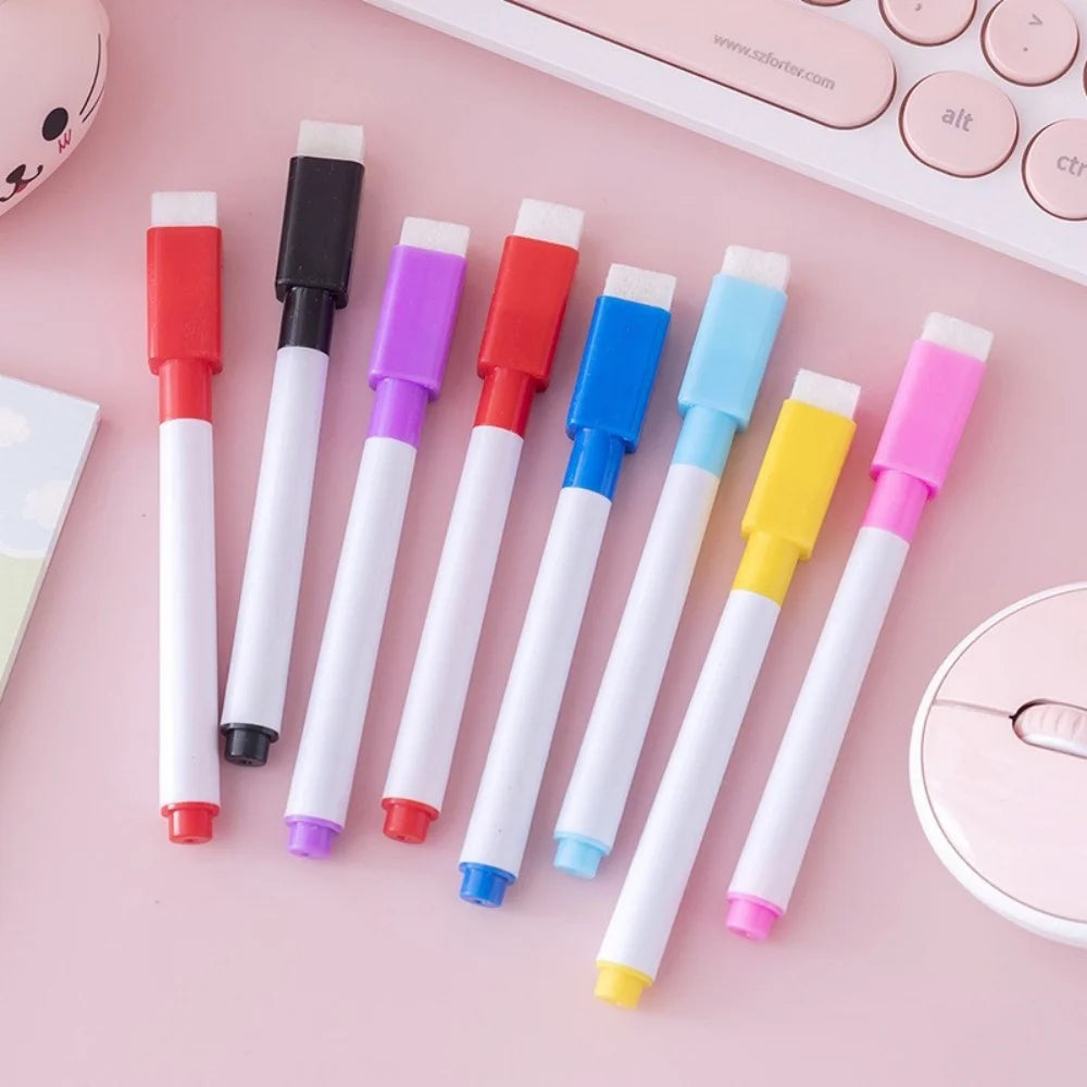 8 Colors Erasable Whiteboard Markers with Eraser, Safe Kids Graffiti Pens for Home School