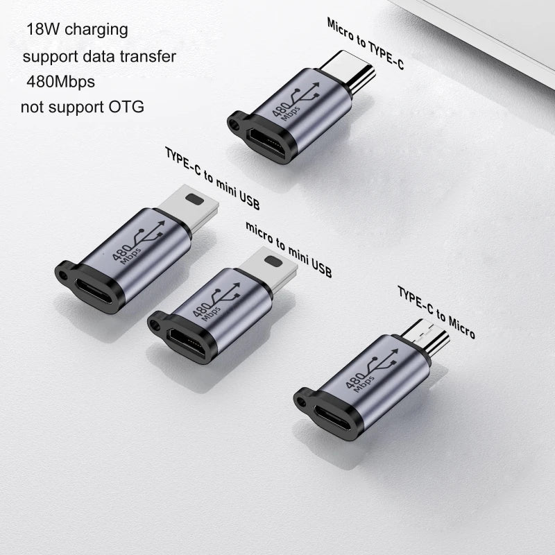 VIKEFON Type C Female to Micro USB/Type Female to Mini USB/Micro USB Female to Type C/Micro USB Female to Mini USB Plug Adapter