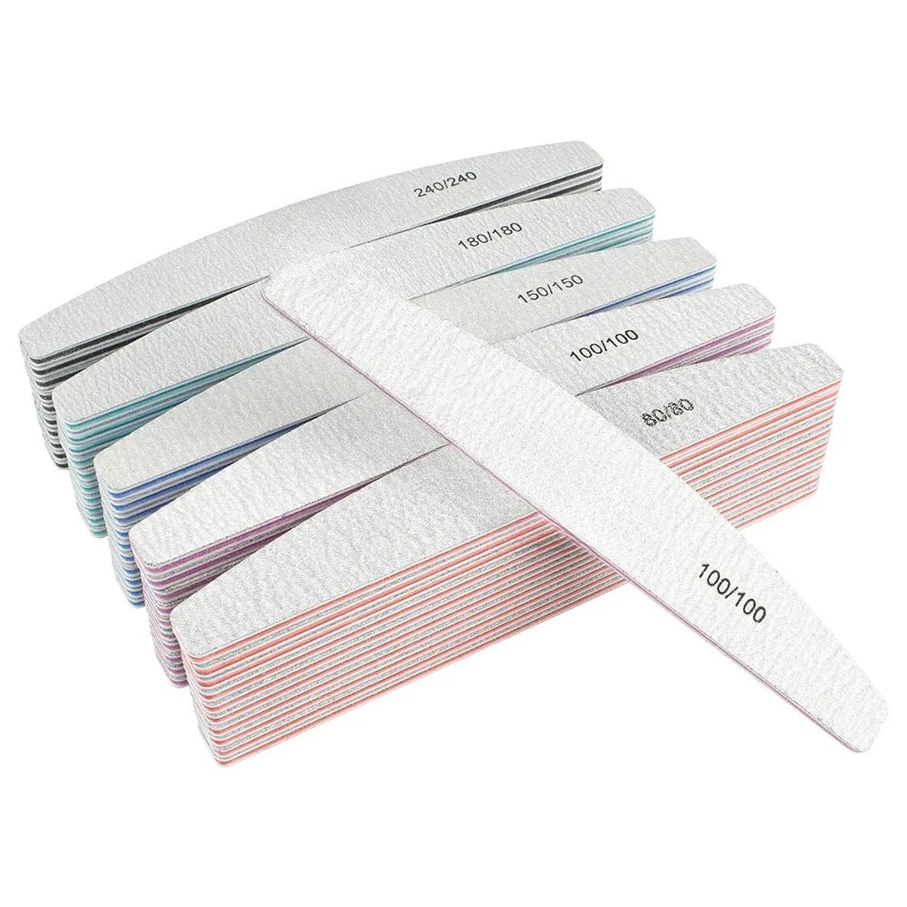 10Pcs/Lot 80/100/150/180/240 Grit Limas Trimmer Lime Nail Art Ongle Manicure Tool Nail File Buffer Double Side Nail Files Buffer