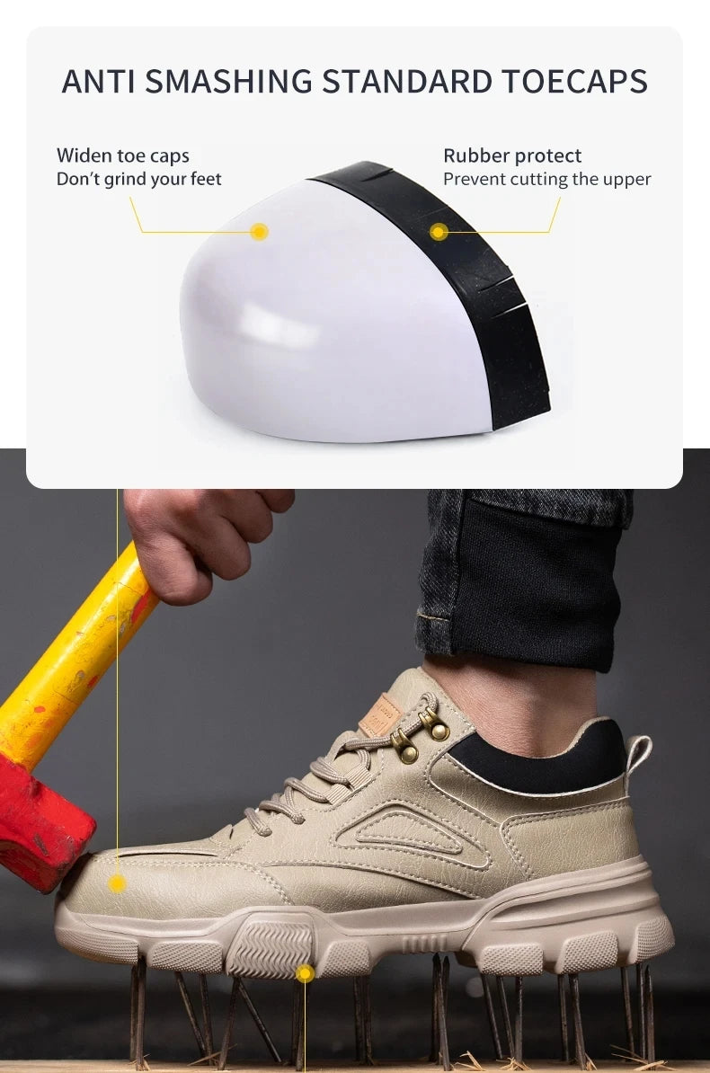 High-quality Safety Shoes Men Steel Wire Rotary Buckle Work Sneakers Indestructible Shoes Anti-smash Anti-puncture Work Shoes