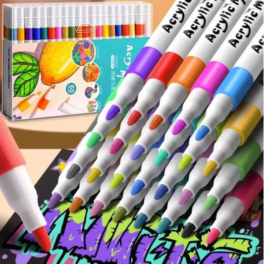 12-80 Colors Acrylic Markers Pen Set Paint Art Marker Soft Tip Pen for Children Stone Paint Ceramic Glass Wood Fabric Painting - Shoppiline