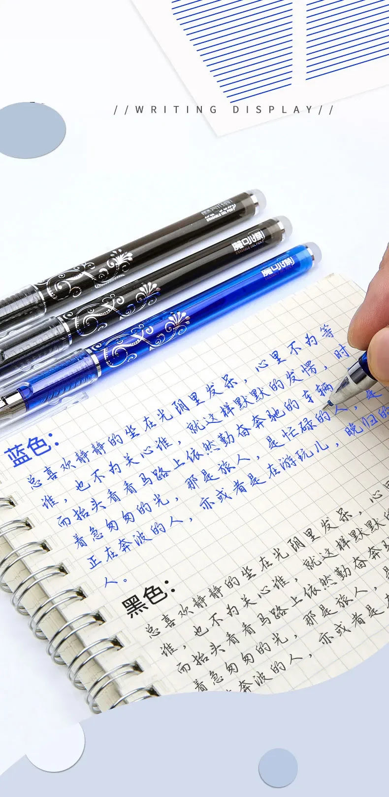 26 Pcs/Set Kawaii Erasable Pens 0.38mm Gel Pen Waterproof Gel Ink Stationery School Writing supplies for Notebook Office Student