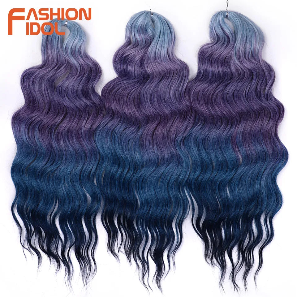 Anna Hair Extensions synthétiques de tresses Loose Deep Wave 24 pouces, cheveux tressés ondulés, cheveux bouclés torsadés au crochet Ombré Blond