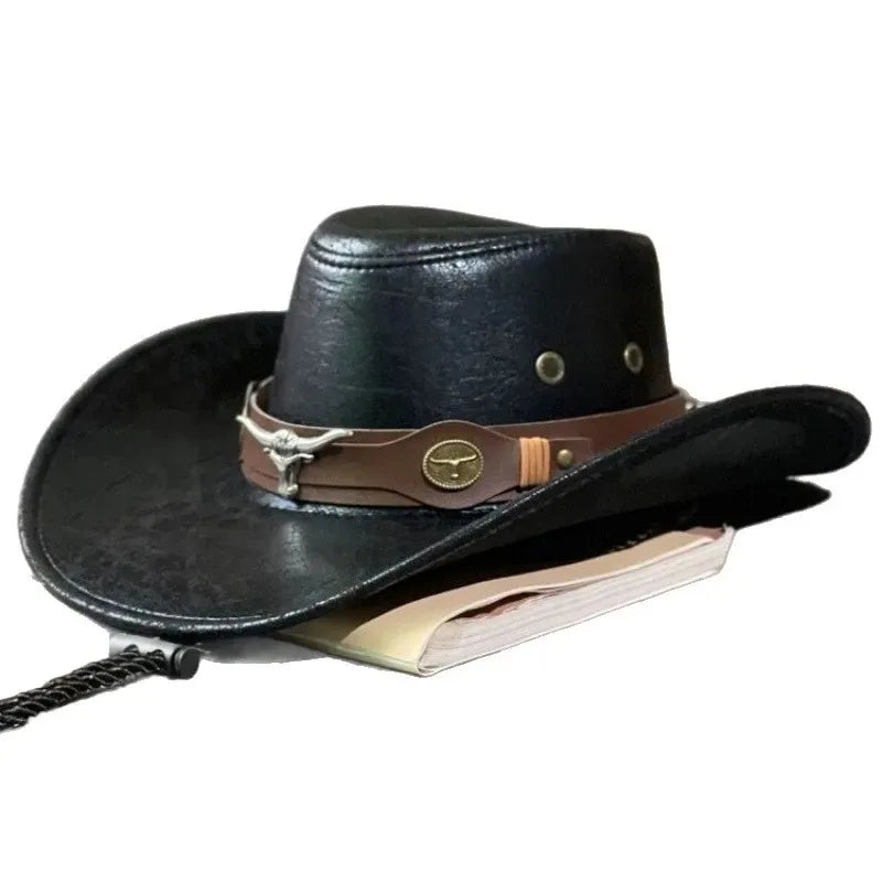 New Western Cowboy Knight Hat Head Retro Outdoor Travel Flat Top Knight Hat Party Hats Cowboy Accessories Men and Women