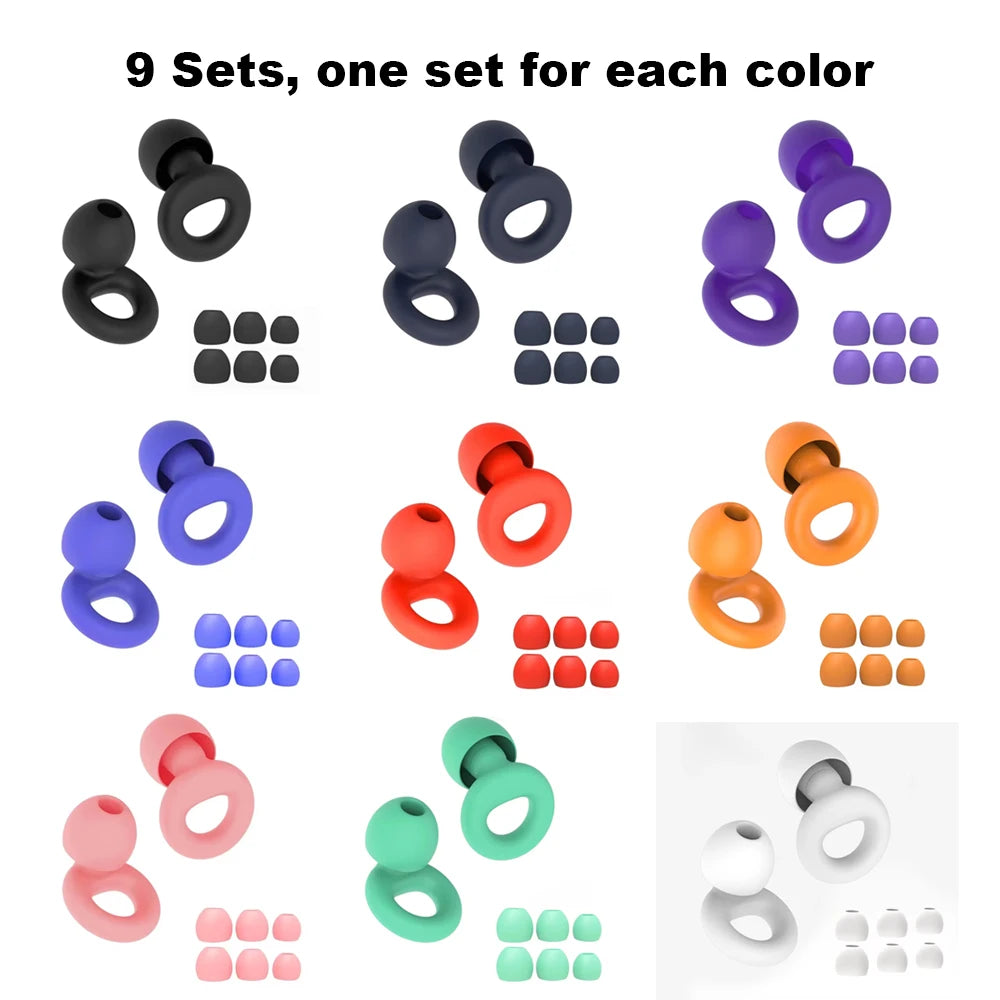 Plugs for Sleep,Swim, Work– Super Soft Silicone Ear Reusable Hearing Protection for Noise Reduction 8 Ear Tips in XS/S/M/L