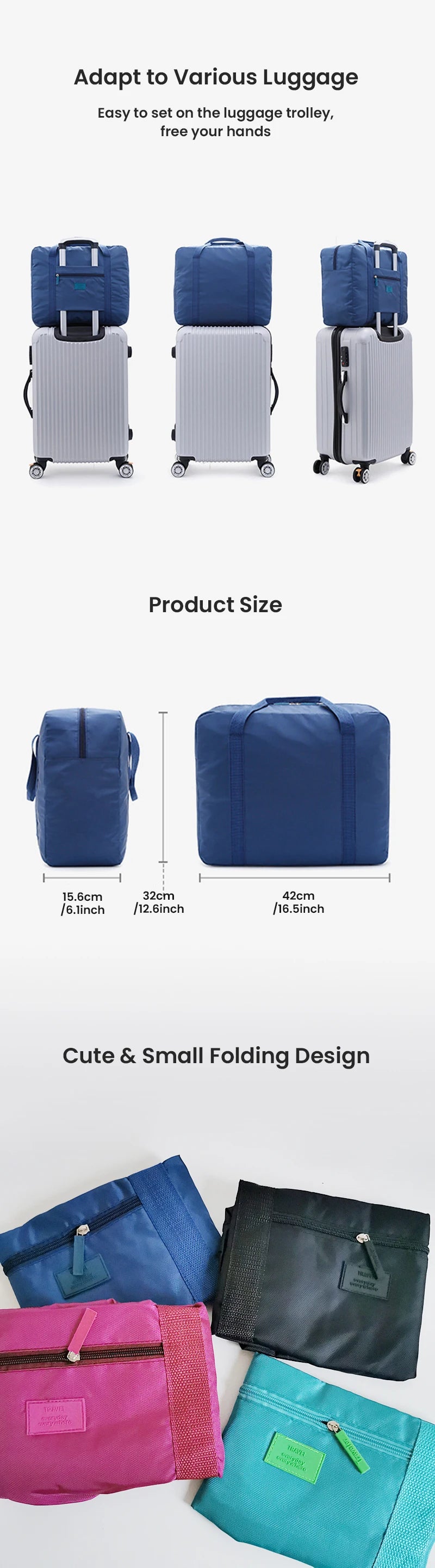 Travel Duffel Bag Lightweight Foldable Unisex Tote Carry On Luggage Weekender Overnight Stays Suitcase Organiser 20L Large Bags