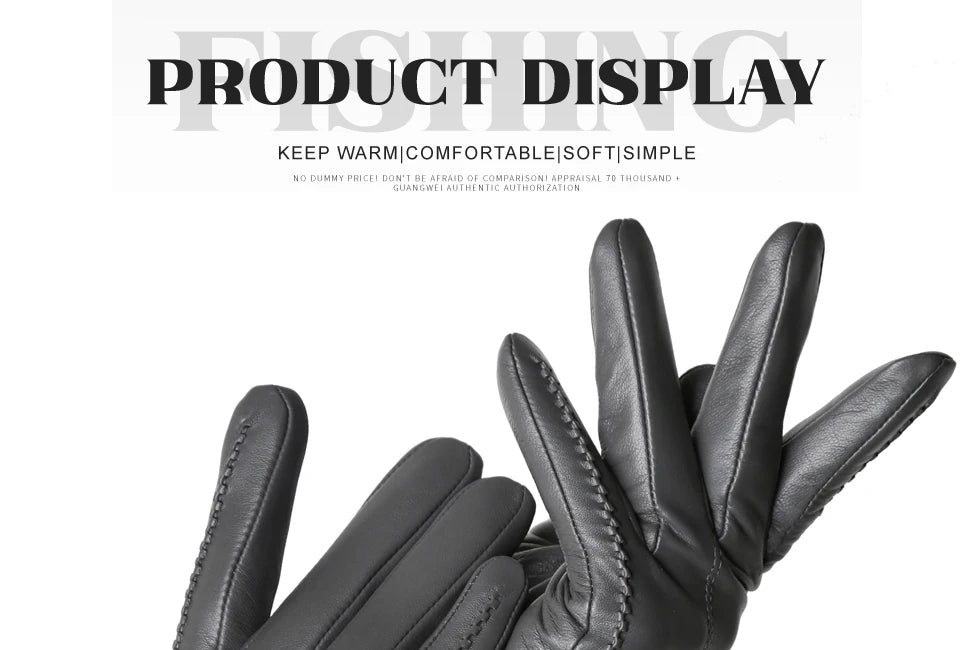 Women's sheepskin gloves winter warm plus velvet short thin touch screen driving color women's leather gloves good quality -2226
