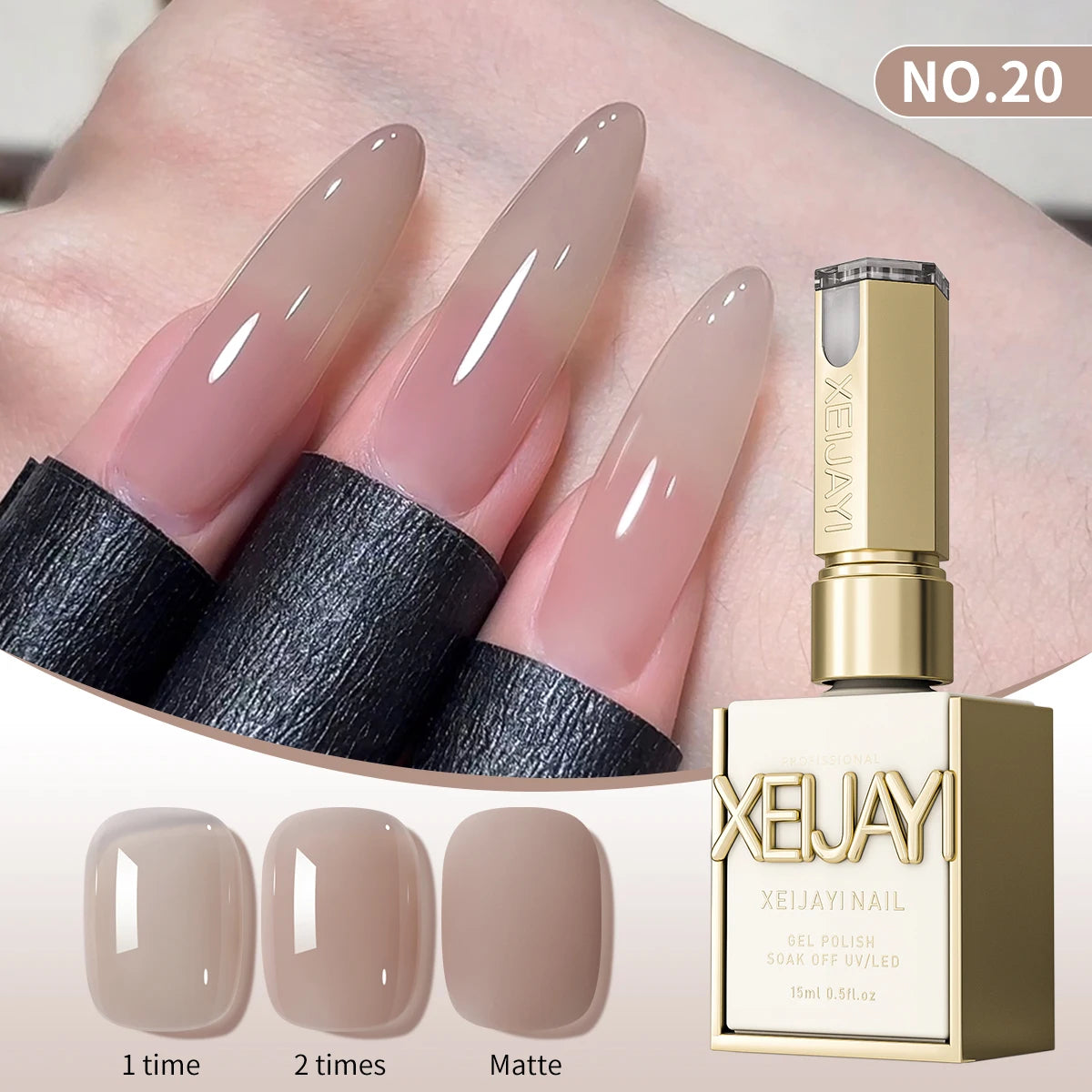 Lot de 1/6 vernis à ongles semi-permanents, 15 ml, effet gelée glacée, UV/LED – kit, sans formaldéhyde. Ovale, brillant. Idéal pour salon et DIY.