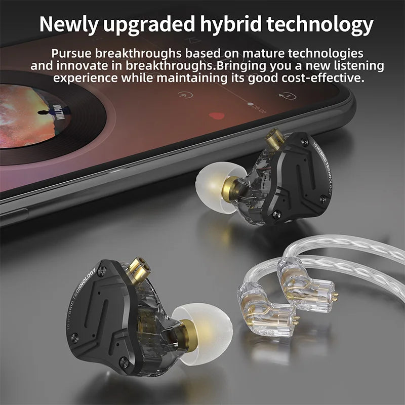 KZ ZS10 PRO X Metal Headset Hybrid drivers HIFI Bass Earbuds In-Ear Monitor Noise Cancelling Earphones ZAS ZAX ZSX ZSNPRO AS16