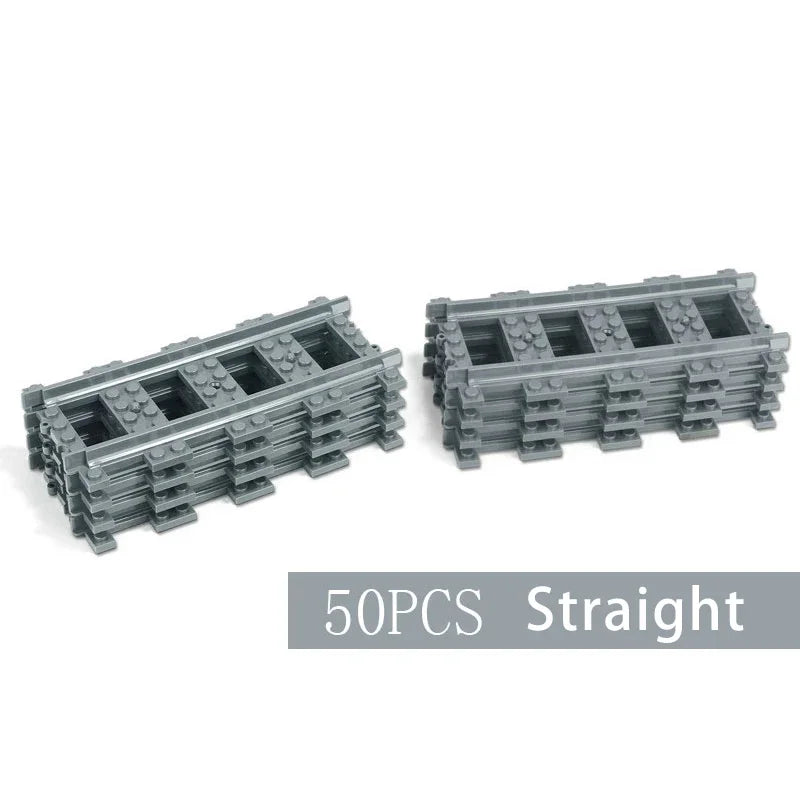 Straight Train Tracks Curved Accessories Car Blocks Building Sets DIY 10-100 Pcs Kids Toys MOC Bricks City Switch Rail Crossing
