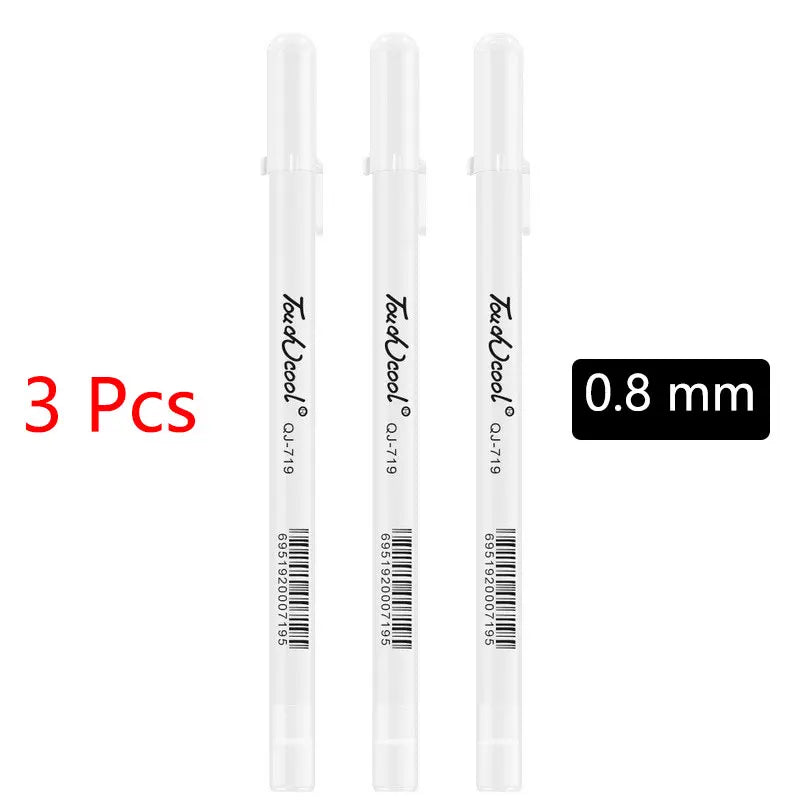 Stylo Marqueur Blanc Ensemble Stylos Gel Blancs Gras Imperméables DIY Graffiti Croquis Marqueur Papeterie Fournitures Scolaires Pinceau